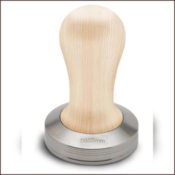 1 -Lelit Kaffee Tamper für LELIT58 Filter mit Holzgriff - SilberHellbraun k